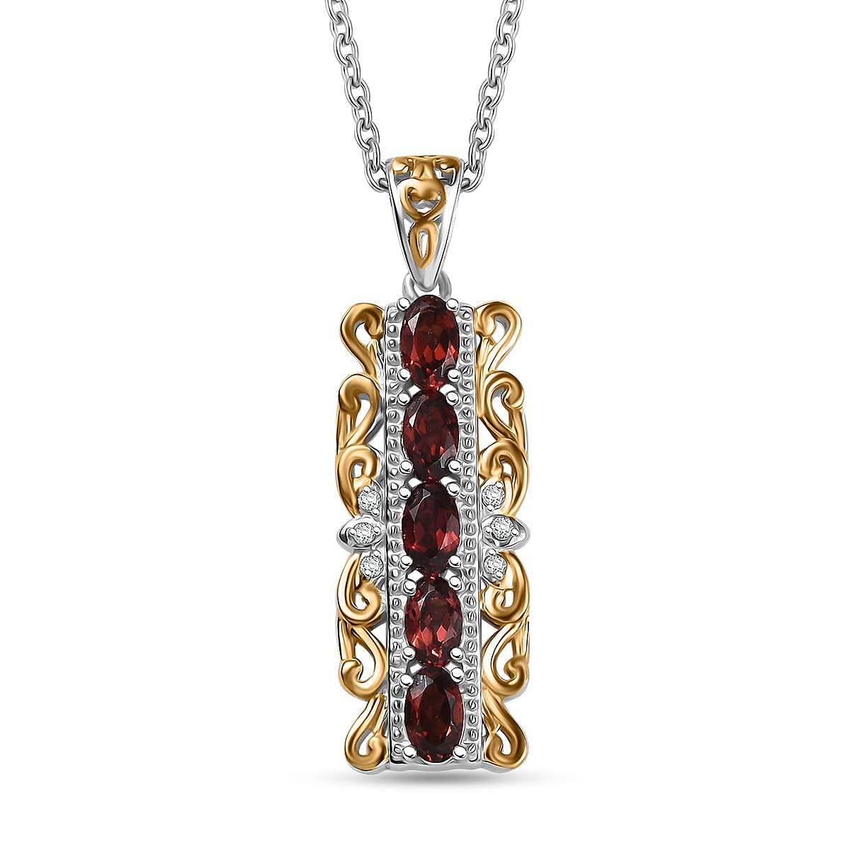 Karis African Amethyst, White Zircon Pendant in 18K YG Plated and Platinum Bond with Stainless Steel Necklace (20 Inches) 1.20 ctw