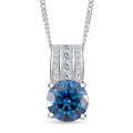 Heart and Arrow Cut Sapphire Blue and White Moissanite 2.00 ctw Bridge Pendant Necklace in Rhodium Over Sterling Silver 20 Inches - Sticky add to cart bar