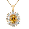 Brazilian Heliodor and Multi Beryl Family 5.00 ctw Sunlit Blossom Pendant Necklace in 18K Vermeil Yellow Gold Over Sterling Silver 20 Inches - Sticky add to cart bar
