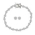 Doorbuster Moissanite 3.15 ctw Bracelet (6.50In) and Stud Earrings in Rhodium Over Sterling Silver - Sticky add to cart bar