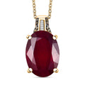 Niassa Ruby (FF), Natural Champagne and White Diamond 20.15 ctw River Bridge Pendant Necklace in 18K Vermeil Yellow Gold Over Sterling Silver 20 Inches - Sticky add to cart bar