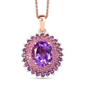 Moroccan Rose and Multi Gemstone 6.90 ctw Twilight Blossom Pendant Necklace in 18K Vermeil Rose Gold Over Sterling Silver 20 Inches - Sticky add to cart bar