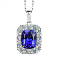 Certified & Appraised Rhapsody AAAA Tanzanite, Paraiba Tourmaline and E-F VS Diamond 4.26 ctw Pendant Necklace in 950 Platinum 18 Inches 6.06 Grams