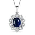 Kashmir Kyanite and Moissanite 5.40 ctw Galaxy Pendant Necklace in Rhodium Over Sterling Silver 20 Inches - Sticky add to cart bar