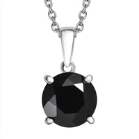 Doorbuster Thai Black Spinel Solitaire Pendant Necklace (20 Inches) in Stainless Steel 4.40 ctw