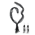 Black Resin and Ceramic Seed Bead Dangle Earrings and Multi Strand Necklace in Stainless Steel - Sticky add to cart bar