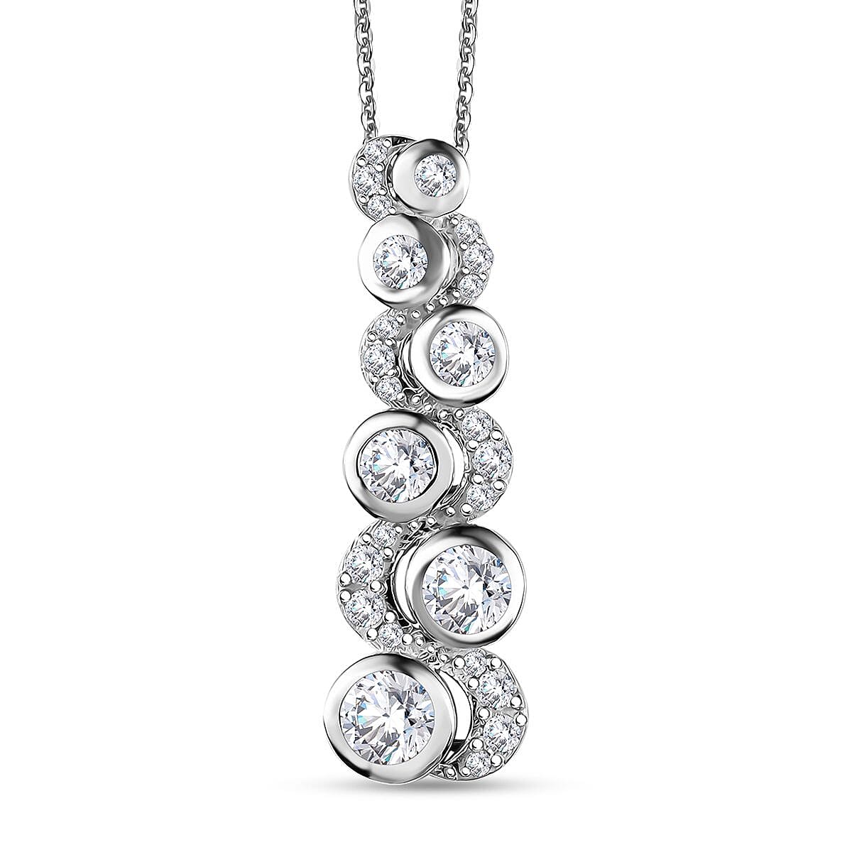 Moissanite 1.65 ctw Pendant Necklace in Rhodium Over Sterling Silver 20 Inches