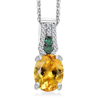 Premium Brazilian Heliodor and Multi Gemstone 1.90 ctw Pendant Necklace in Rhodium Over Sterling Silver 20 Inches