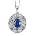 Kashmir Kyanite and Multi Gemstone 4.40 ctw Galaxy Pendant Necklace in Rhodium Over Sterling Silver 20 Inches - Sticky add to cart bar