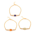 Set of 3 Lapis Lazuli, Jade, Sunstone and Simulated Diamond 5.80 ctw Bracelet in Goldtone (7.50In) - Sticky add to cart bar