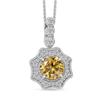 Yellow and White Moissanite 2.25 ctw Sunflower Pendant Necklace Rhodium Over Sterling Silver 20 Inches