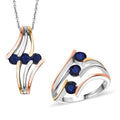 Multi Gemstone 3 Stone Ring (Size 7.0) and Pendant in Rhodium Over Sterling Silver with Stainless Steel Necklace (20 Inches) 2.00 ctw - Sticky add to cart bar