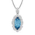 Blue Topaz and Simulated Diamond 2.70 ctw Pendant Necklace in Sterling Silver 18 Inches - Sticky add to cart bar