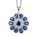 Kashmir Kyanite and White Zircon 6.10 ctw Star Pendant Necklace in Rhodium Over Sterling Silver 20 Inches - Sticky add to cart bar