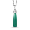 Verde Onyx 6.85 ctw Floral on Cap Pendant Necklace 20 Inches in Rhodium Over Sterling Silver - Sticky add to cart bar
