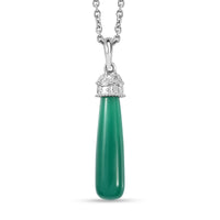 Verde Onyx 6.85 ctw Floral on Cap Pendant Necklace 20 Inches in Rhodium Over Sterling Silver