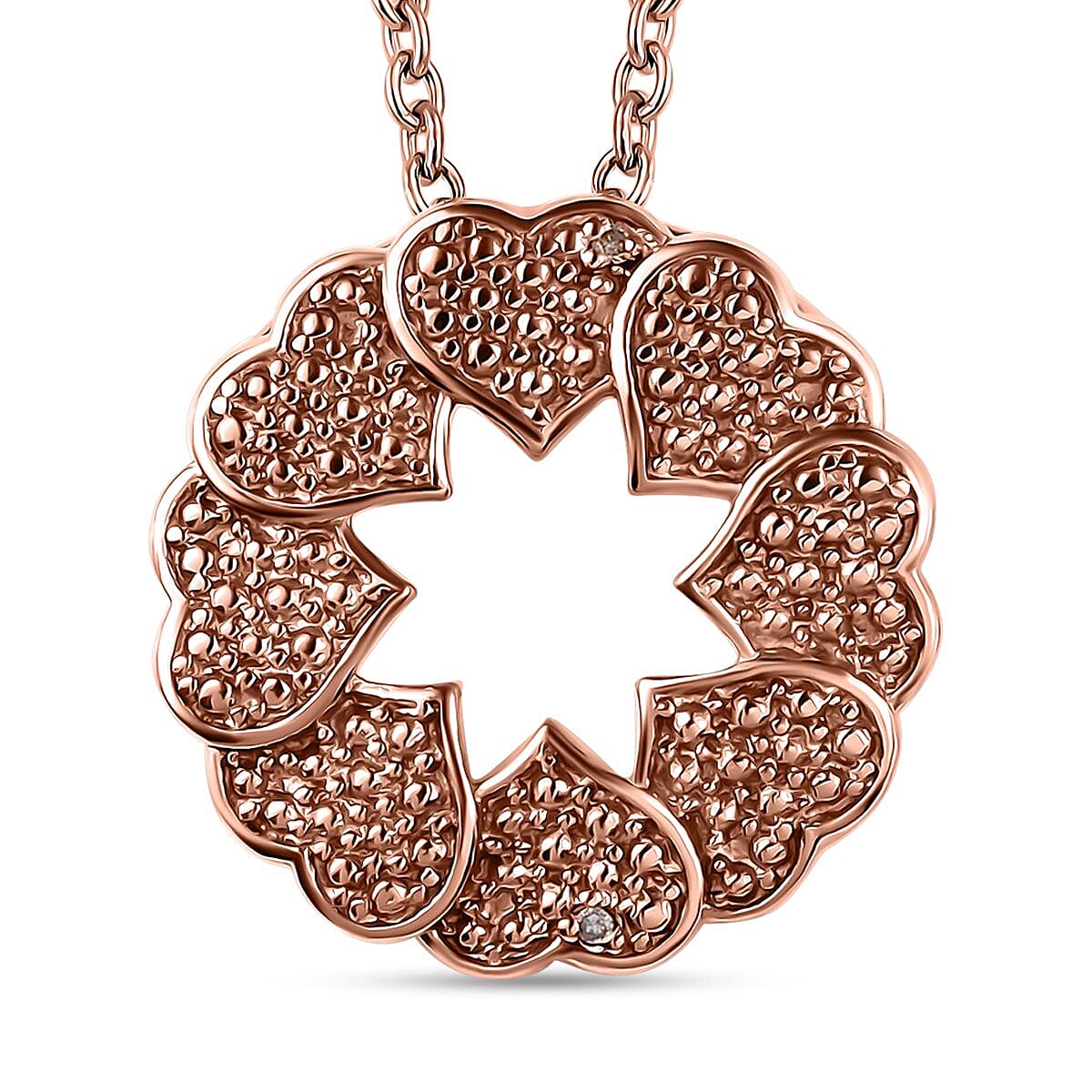 Karis Natural Champagne Diamond Accent Floral Pendant without Chain in 18K RG Plated with ION Plated RG Stainless Steel 20 Inches