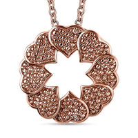 Karis Natural Champagne Diamond Accent Floral Pendant without Chain in 18K RG Plated with ION Plated RG Stainless Steel 20 Inches