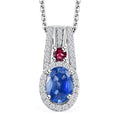 Ceylon Blue Sapphire and Multi Gemstone 1.50 ctw Mystic Twilight Pendant Necklace in Rhodium Over Sterling Silver 20 Inches - Sticky add to cart bar