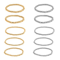 EverTrue Set of 10 Beaded Stretch Bracelet in ION Plated YG and Stainless Steel