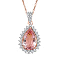 Luxoro AAA Pink Morganite and Diamond 3.05 ctw G-H I2 Pendant Necklace in 14K Rose Gold 18 Inches - Sticky add to cart bar