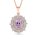 Martha Rocha Kunzite and Moissanite 4.20 ctw Celtic Love Knot Pendant Necklace in 18K Vermeil Rose Gold Over Sterling Silver 20 Inches - Sticky add to cart bar