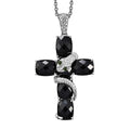 Karis Thai Black Spinel and Chrome Diopside 19.30 ctw Serpent Cross Pendant in Platinum Bond with Stainless Steel Necklace 24 Inches - Sticky add to cart bar