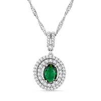 Lab Created Green Quartz and Simulated Diamond 2.90 ctw Pendant Necklace in Silvertone 18 Inches