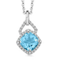 Blue Topaz and Simulated Diamond 5.10 ctw Pendant Necklace in Silvertone 18 Inches - Sticky add to cart bar