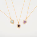 Set of 3, Simulated Garnet, Topaz and Amethyst, Simulated Diamond 12.00 ctw Necklace in Goldtone 18 Inches - Sticky add to cart bar