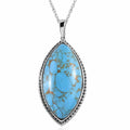 Mojave Blue Turquoise Pendant Necklace (20 Inches) in Stainless Steel 17.50 ctw - Sticky add to cart bar