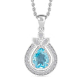 Blue Topaz and Simulated Diamond 2.85 ctw Teardrop Pendant Necklace in Silvertone 18 Inches - Sticky add to cart bar