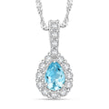 Blue Topaz and Simulated Diamond 2.15 ctw Pendant Necklace in Silvertone 18 Inches - Sticky add to cart bar