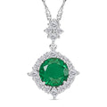 Simulated Emerald and Simulated Diamond 4.50 ctw Pendant Necklace in Silvertone 18 Inches - Sticky add to cart bar