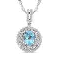 Blue Topaz and Simulated Diamond 2.30 ctw Pendant Necklace in Silvertone 18 Inches - Sticky add to cart bar