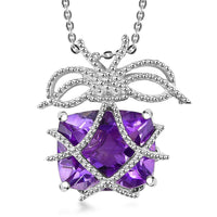 Moroccan Rose 5.25 ctw Love Bow Pendant Necklace in Rhodium Over Sterling Silver 20 Inches