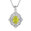 Simulated Peridot and Simulated Diamond 2.80 ctw Pendant Necklace in Silvertone 18 Inches - Sticky add to cart bar