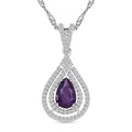 Amethyst and Simulated Diamond 2.20 ctw Pendant Necklace in Silvertone 18 Inches - Sticky add to cart bar