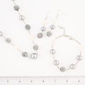 Set of 3, Frewsh Water Pearl and Simulated Diamond 18.75 ctw Necklace and Bracelet (8.00In) and Earrings in Silvertone 18 Inches - Sticky add to cart bar