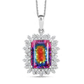 Nebula Quartz Doublet and Moissanite 8.85 ctw Cosmic Ray Pendant Necklace in Rhodium Over Sterling Silver 20 Inches - Sticky add to cart bar