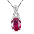 Premium Niassa Ruby (FF) and White Zircon 2.75 ctw Infinity Pendant Necklace in Rhodium Over Sterling Silver 20 Inches - Sticky add to cart bar
