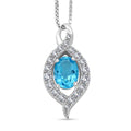 Blue Topaz and Simulated Diamond 1.70 ctw Pendant Necklace in Sterling Silver 18 Inches - Sticky add to cart bar