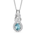 Blue Topaz and Simulated Diamond 1.65 ctw Pendant Necklace in Sterling Silver 18 Inches - Sticky add to cart bar