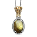 Karis Malagasy Labradorite Pendant in 18K YG Plated and Platinum Bond with Stainless Steel Necklace (20 Inches) 7.00 ctw - Sticky add to cart bar