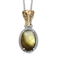 Karis Malagasy Labradorite Pendant in 18K YG Plated and Platinum Bond with Stainless Steel Necklace (20 Inches) 7.00 ctw