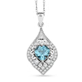 Blue Topaz and Simulated Diamond 4.30 ctw Heart Pendant Necklace in Sterling Silver 18 Inches - Sticky add to cart bar