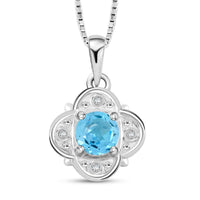 Blue Topaz and Simulated Diamond 0.90 ctw Pendant Necklace in Sterling Silver 18 Inches