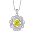 Simulated Peridot and Simulated Diamond 3.60 ctw Pendant Necklace in Silvertone 18 Inches - Sticky add to cart bar