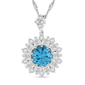 Simulated Blue and White Diamond 8.75 ctw Pendant Necklace in Silvertone 18 Inches - Sticky add to cart bar