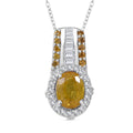 Yellow Sapphire and White Zircon 2.60 ctw Halo Pendant Necklace in Platinum Over Sterling Silver 20 Inches - Sticky add to cart bar